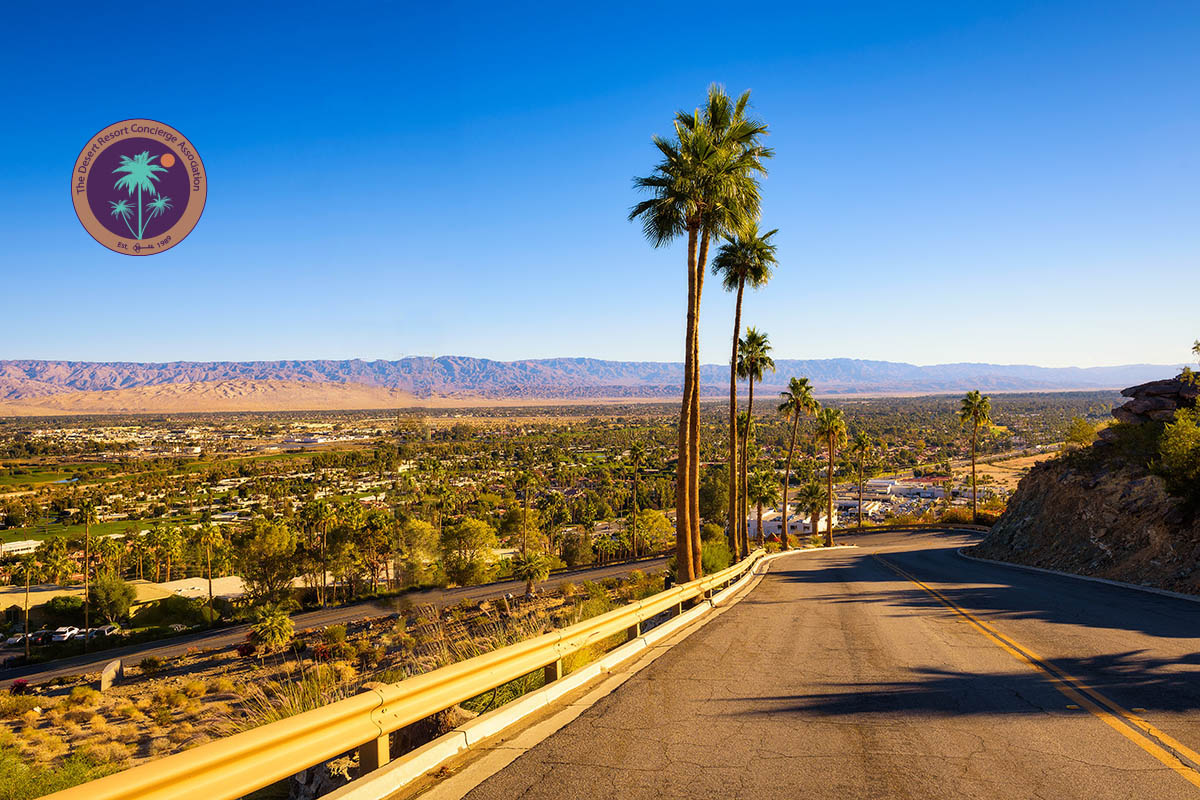 Scenic road leading to Palm Springs in California